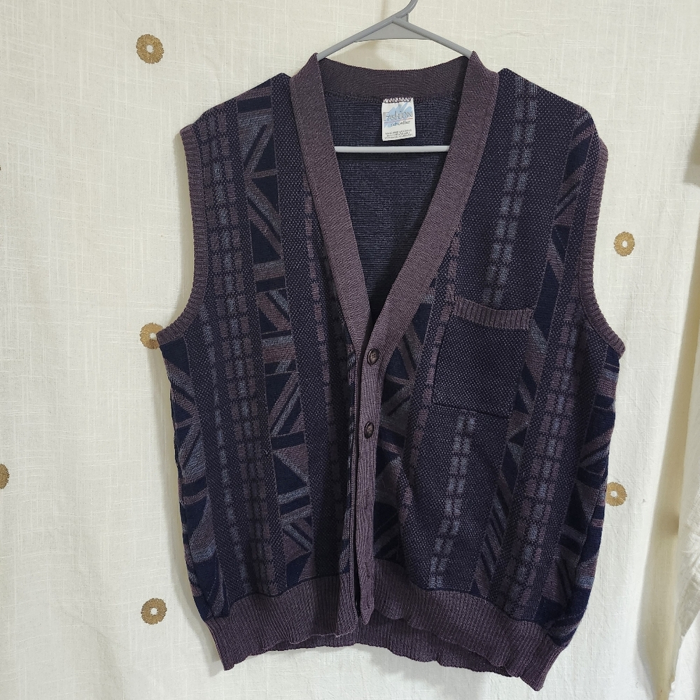 Mens Button Down Sweater Cardigan Vest Size 52 Large
